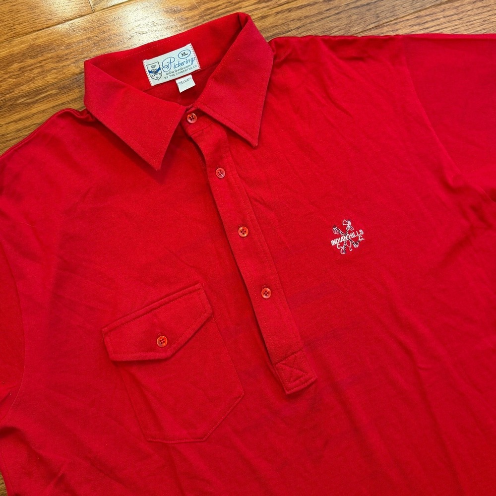 Vintage Pickering Indian Hills Country Club Golf Polo Shirt Fits Mens Large Red
